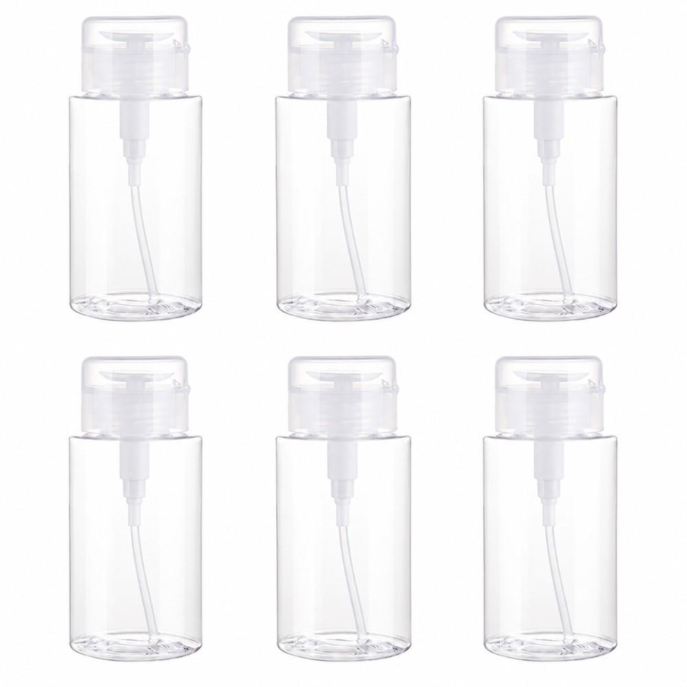 6 Pack Leakproof Push Down Pump Bottle Dust Proof Lid Empty Dispenser Nail Polish