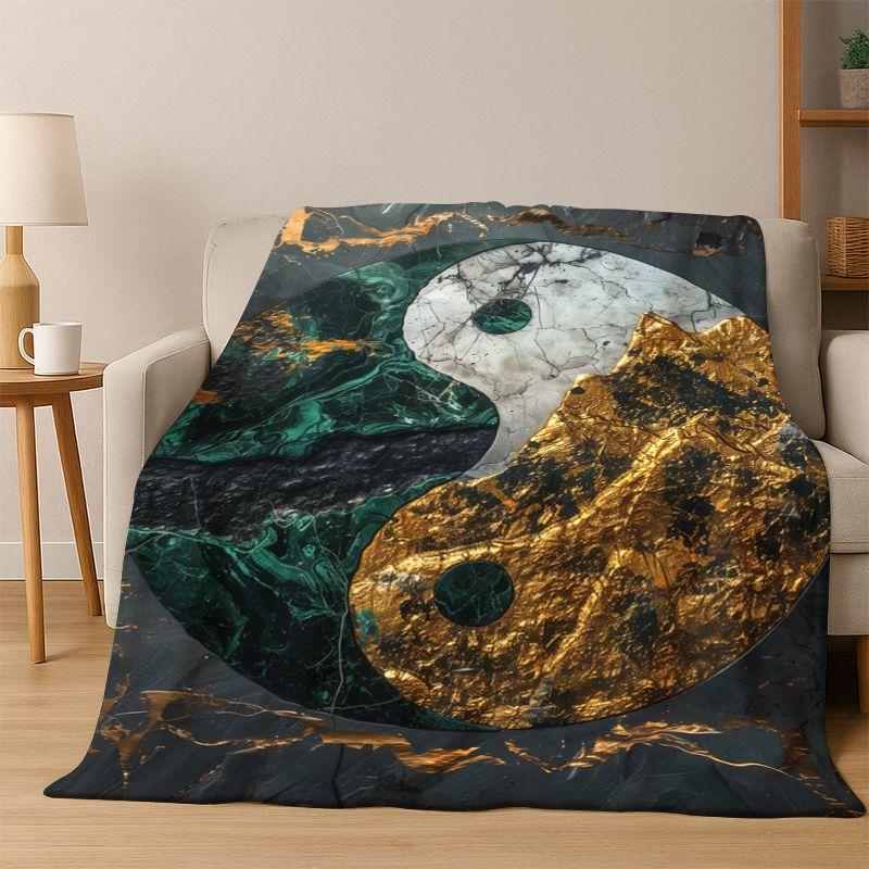 Yin Yang Symbol Chinese Tai Chi Flannel Blanket Soft Warm Throw Blanket for Bedroom Living Room Bed Travel Camping Picnic Gift