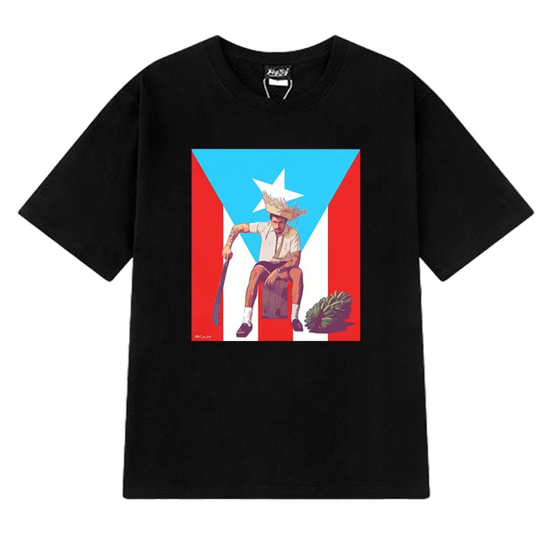 2025 New Bad Bunny Puerto Rico Flag Graphic Short Sleeve T-shirts Men Women Fashion Y2k T Shirt Unisex 100% Cotton Clothing Tops
