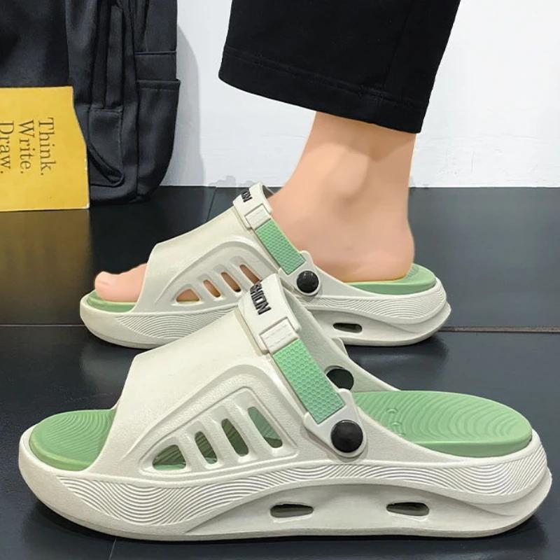 Fashion Platform Men's Shoe Beach Original Fun Rubber 2025 Slides Style Y2k Fashion Casual Low Price Adult Pvc Trend Eva Male Slipper