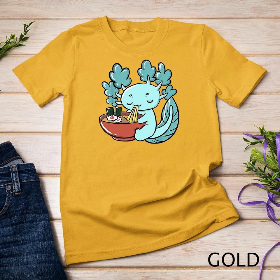 Cute Kawaii Anime Axolotl Japanese Ramen Noodles T-Shirt Unisex T-shirt 3 4XL