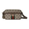 Ophidia Distressed Double G Logo Zipper Closure Canvas And Leather Trim Crossbody Shoulder Bag Men Bags Beige Ebony 722557-96IWT-8745