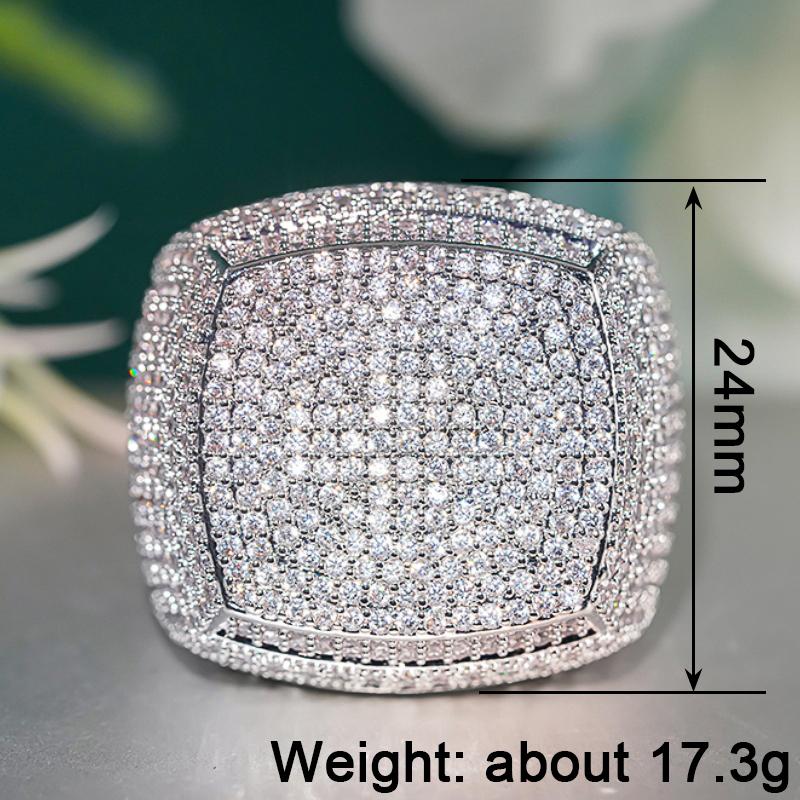 Funkelnder Voll-Bling Iced Out Fingerring Damen Luxus Verlobungszubehör Micro Pave Zirkonia Schmuck für Party