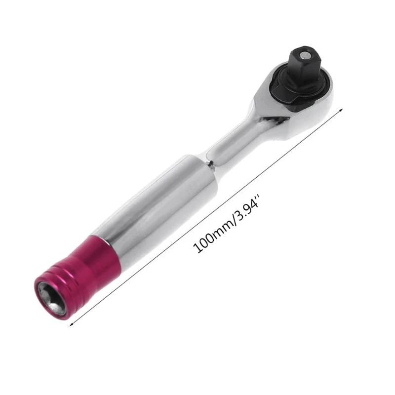 1/4'' Mini 72 Teeth Ratchet Wrench Hex Head/square Head Screwdriver Socket Wrench Repair Tool for Vehicle Bicycle Bike