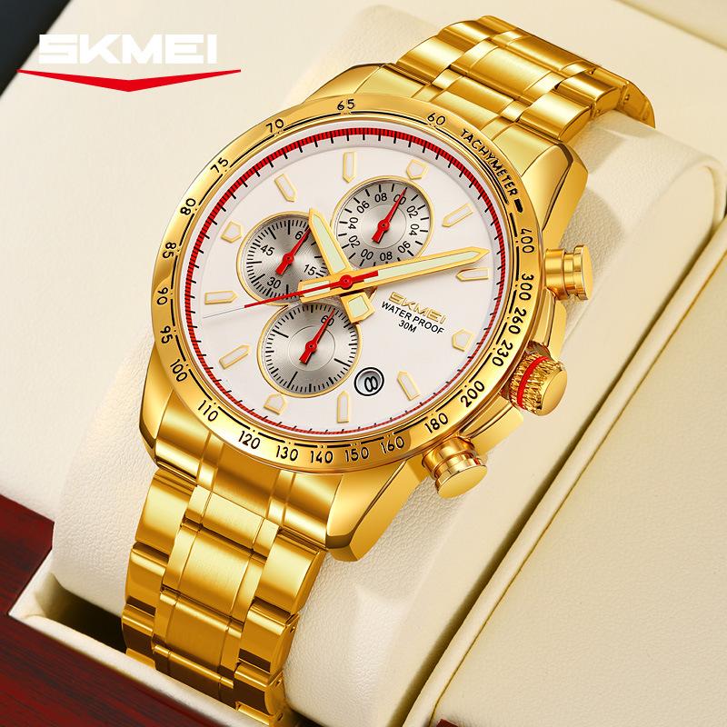 Luxury Men's Watches Stainless Steel Luminous Waterproof Men Wristwatch Chronograph Date Quartz Stylish Man Watch Reloj