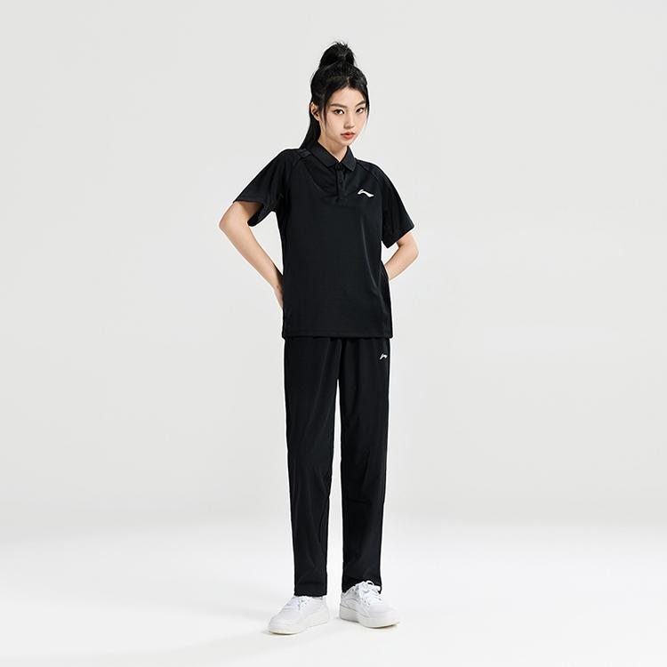 Li Ning Badminton Series Breathable Comfortable Casual Lightweight Short Sleeve Polo Shirt Unisex Tops Black APLU961-1