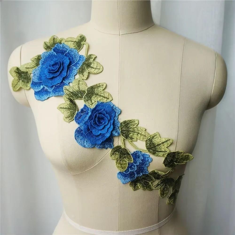 Polyester Fiber Embroidery Flower Patch DIY Handmade Lace Sew On Patch Clothing Accessories Embroidery Floral Leaves Appliques