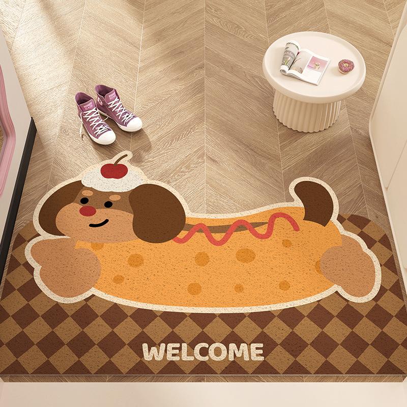 Cartoon Puppy Floor Mat, Door Mat, Silk Ring, Dirt-Resistant And Easy To Take Care Of, Foot Mat, Entrance Can Be Cut, Carpet Non-Slip Mat