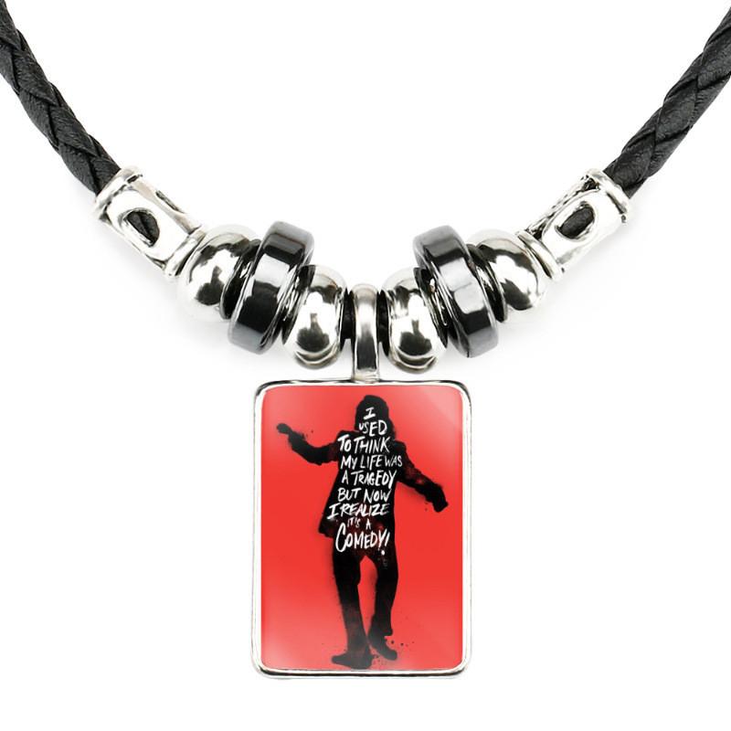 Klasický filmový přívěsek Joker Náhrdelník Pro Muže Ručně vyráběný Geometrický Kožený Provázek Řetízek