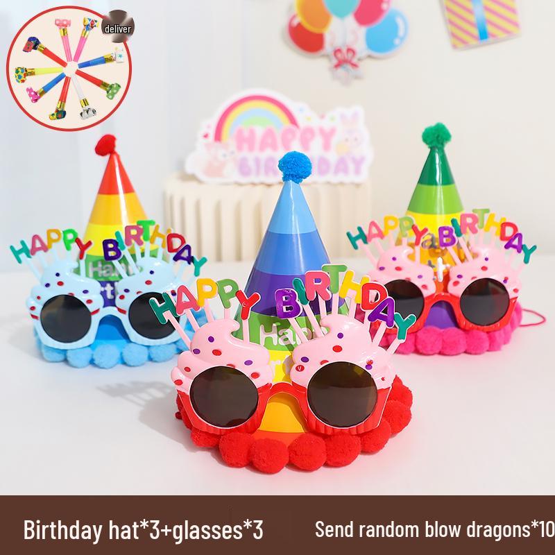 First Birthday Girl Photo Props Set: Hat, Glasses, and Creative Decorations