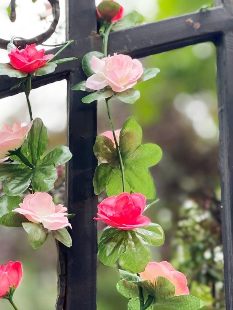 6 Pcs Flower Garland Artificial Rose Vine Flowers with Green Leaves Hanging Fake Roses Vine for Room Anniversary Wedding Birthday Christmas Arch Decor