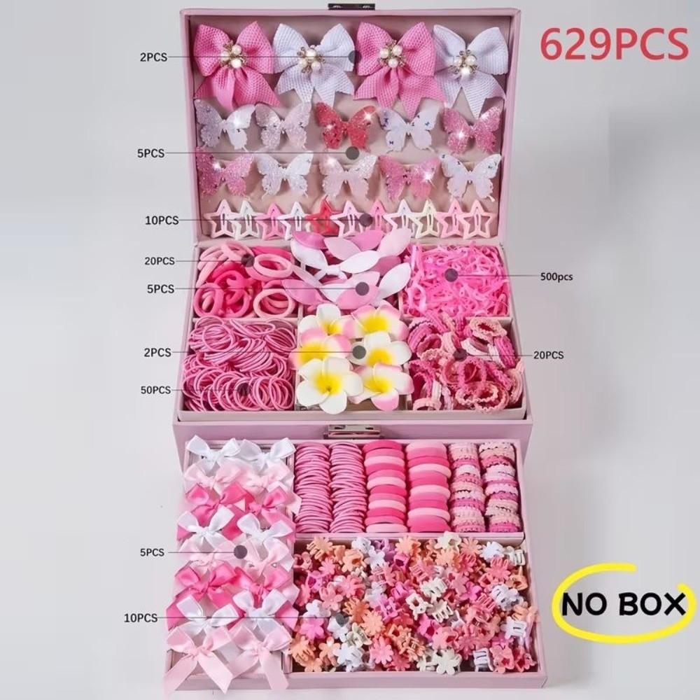 Colorful Hair Accessories Set No Hurt Hair Hair Clips Bow Hair Ties  Princess Gift Set