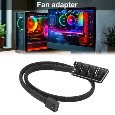 Fan Hub Splitter Braided Cable Universal Fit Simple Installation Intelligent 4-Pin
