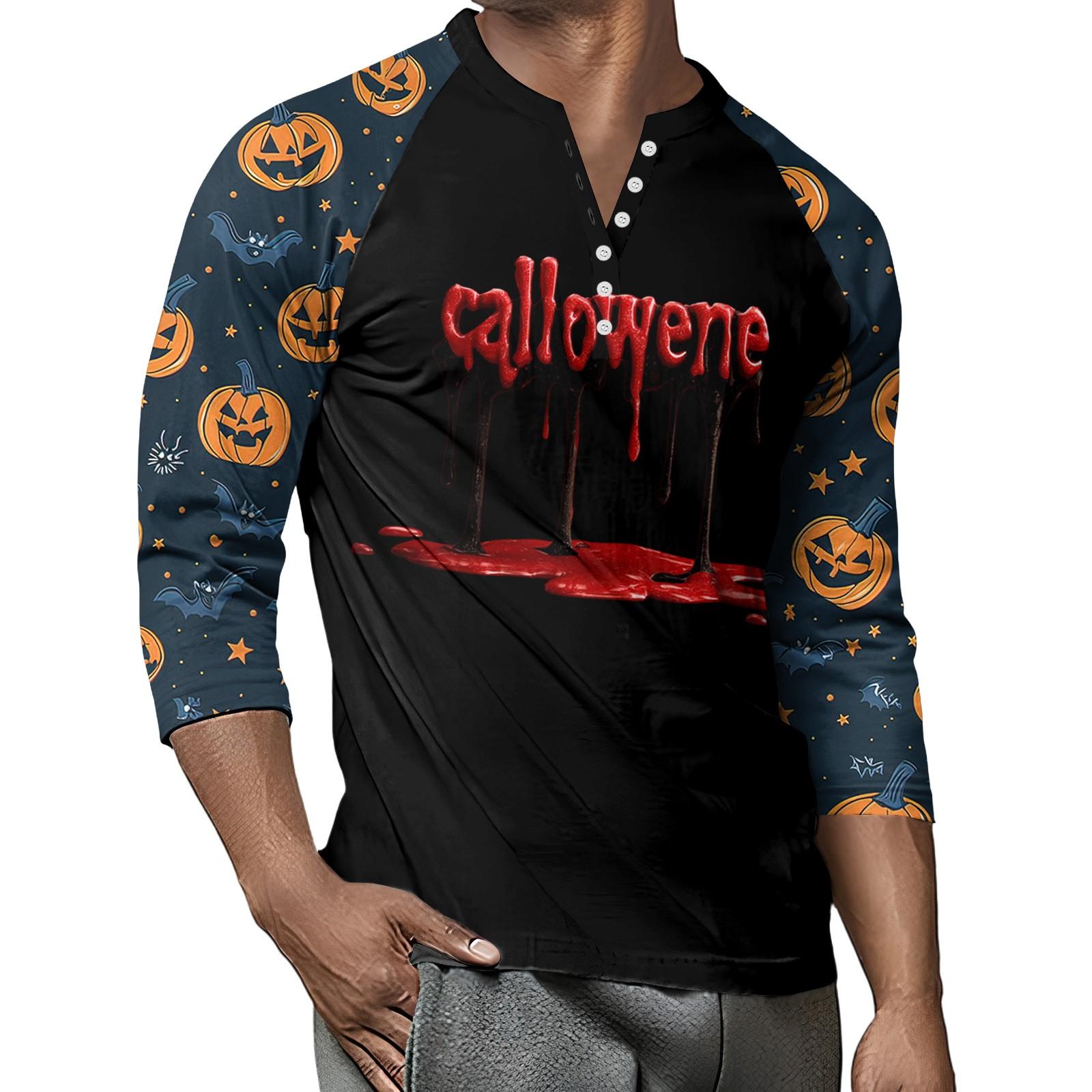 

Мужской контрастный топ реглан на пуговицах с рукавом 3/4 XXL