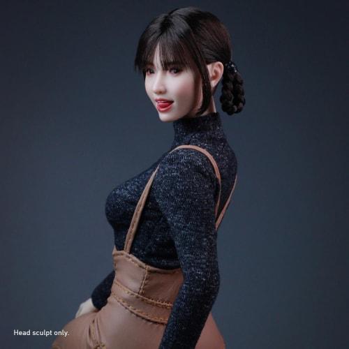 HiPlay Z6TOYS 1/6 Asian Female Head Sculpt with Movable Eyes (ZC017A) for Dolls, Hair Rooted, Pre-painted