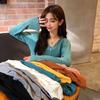 Spring and Autumn Thin Women's Knitwear Short Cardigan Western Style V-Neck Versatile Long Sleeve Top