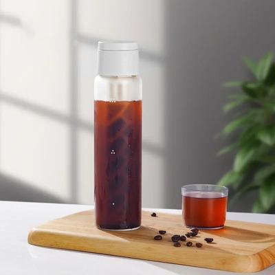 Kallbryggare för kaffe Frostad glas Kaffekallbryggare Inbyggt filter Filterkaffe Kallbryggningsflaska med borste