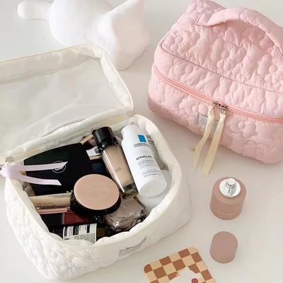 Flower Pattern Women Makeup Bag Toiletries Cosmetic Organizer Zipper Bag Travel Wash Pouch Cosmetic Storage Bag Home Accessorie