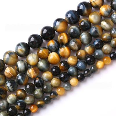 Cuentas de Piedra Natural Ojo de Tigre de Ensueño Hilo de 15" Cuentas Espaciadoras Sueltas Lisas 4/6/8/10/12mm para Fabricación de Joyería Pulseras DIY Accesorios
