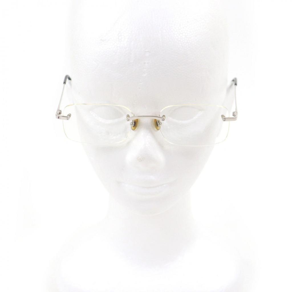 Very Good Cartier Glasses 135 Side Diamond 2P Two Point Silver diamond mens Used