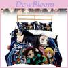 Demon Slayer Quilt Cover Set With Reactive Printing And Brushed Material For Modern Bedroom Decor