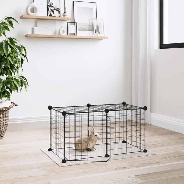 3114050 vidaXL Cage animaux de compagnie à 8 panneaux et porte Noir 35x35 cm