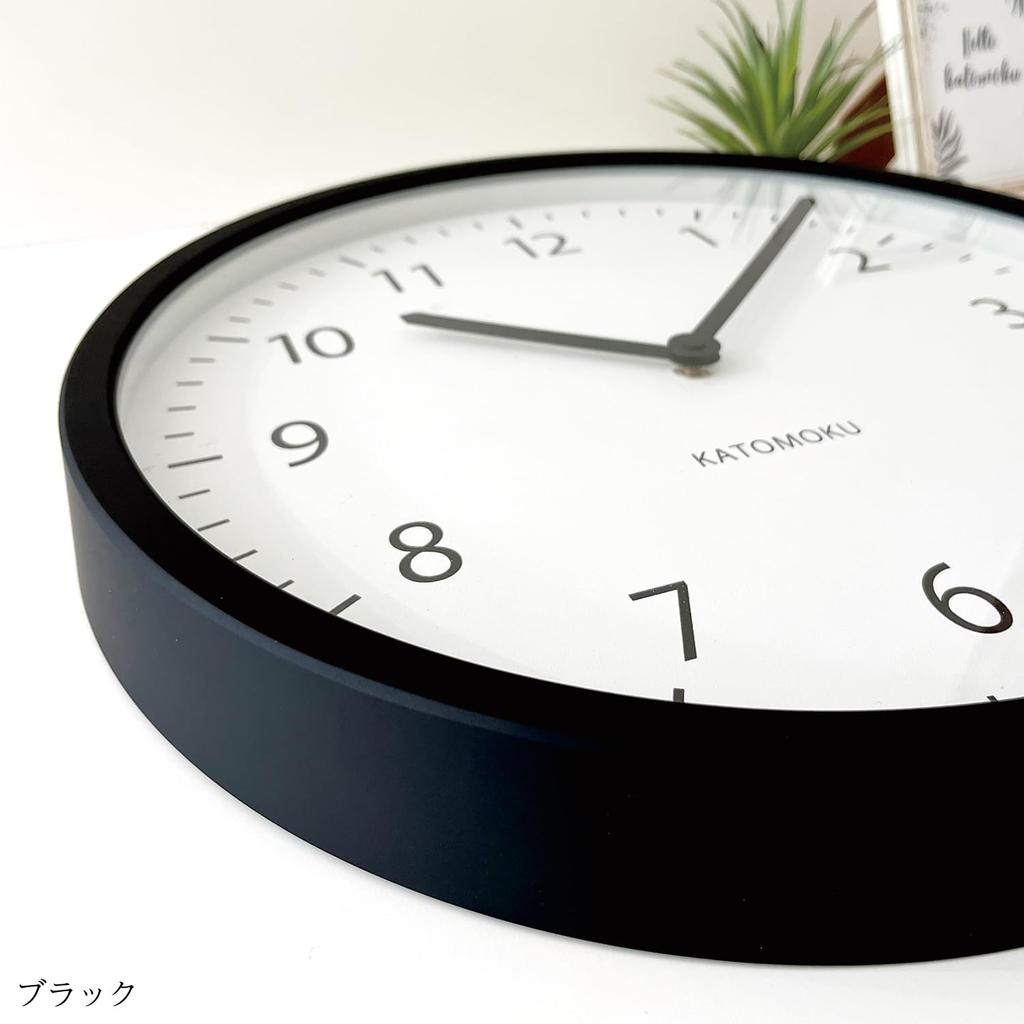 KATOMOKU muku Uhr, 4 LL, Schwarz, km-138BK, Wanduhr mit Schleichwerk, 38,2 cm Durchmesser (Quarzuhr)