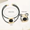 Halskette Armband Set Schwarzer Acryl Anhänger Mehrlagig Retro Schlichter Schmuck