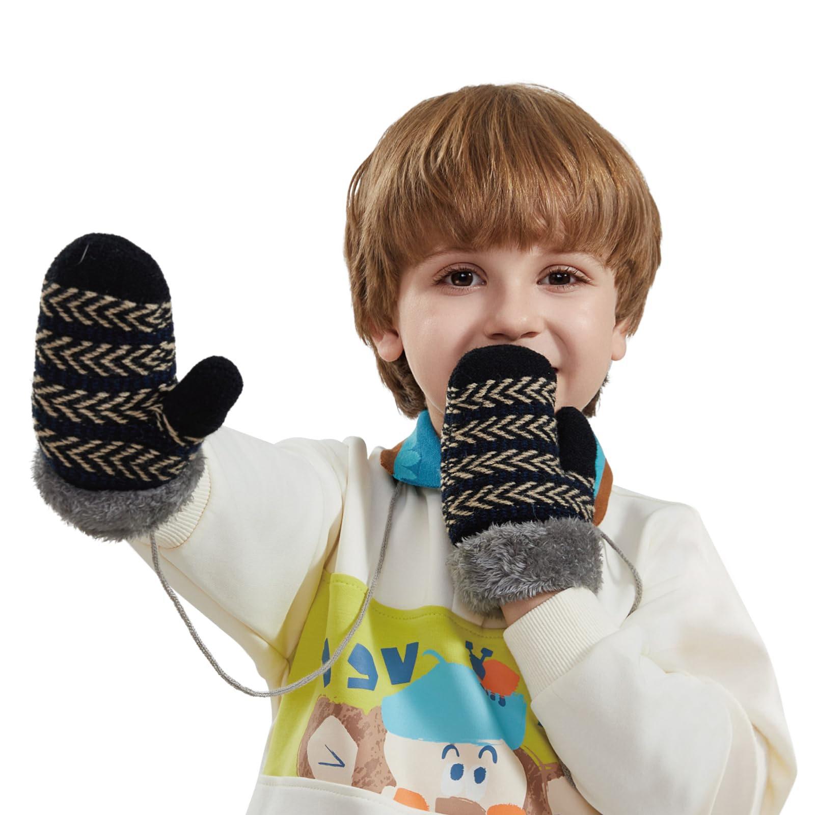 

IPENNYE Knitted Gloves for and for Autumn and Winter Cold with Drawstring for Easy Convenient for Girls and Perfect for and Playing in the and Cold чёрный