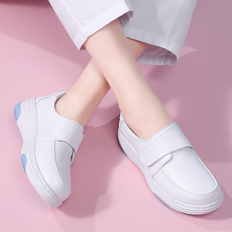Women Loafers Platform Nurse Shoes Lady Winter Warm Fur Shoes Casual White Leather Shoes for Mother