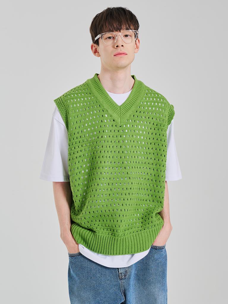 Primement Cable Knit Vest Green
