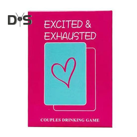 Excited Exhausted Game of Poker Romantic Date Night Ideas Couples Drinking Game 2 Players Adult Party Card Game for Couples
