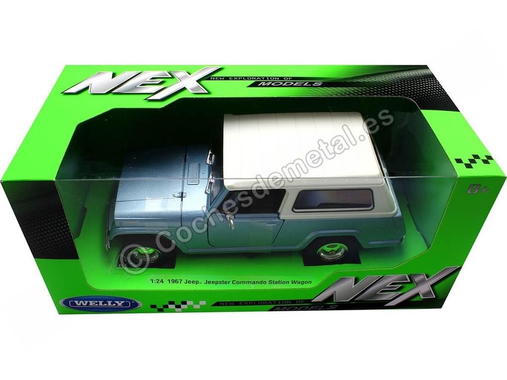 Welly Jeep scale miniature Jeep Jeepster Commando Station Wagon 1/24 (Blue)