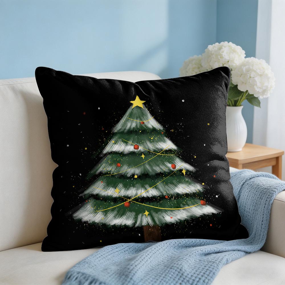 Merry Christmas Printed Cushion Cover Square Pillow Bedroom Sofa Leisure Comfort Living Room Home Decoration X