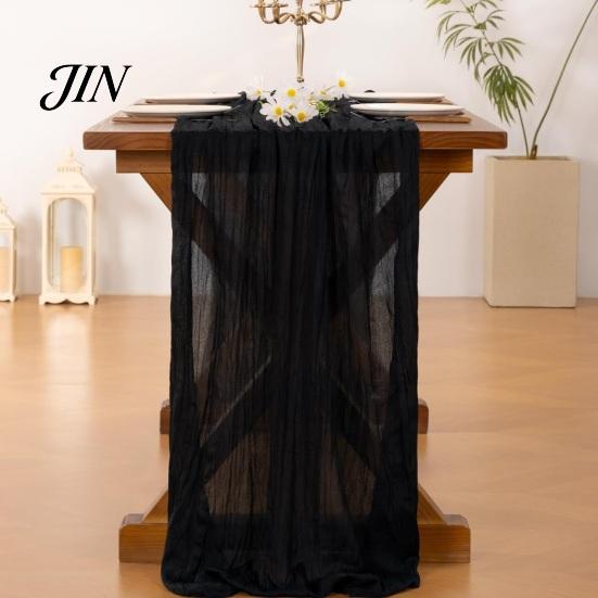 Stevig Genaaide Tafel Runner Kaasdoek Runner, Boho Rustiek Gaas Gekreukt Boerderij Stijl Elegant Doorzichtig voor Bruiloft Feest Babyshower Verjaardag Huisdecoratie