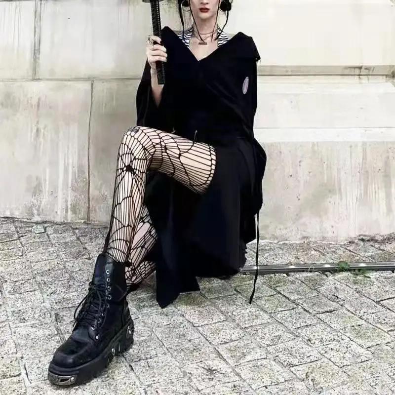 Lolita Girls Cute Pentacle Print Tights Women Sexy Gothic Punk Magical Five-Pointed Star Mesh Fish Net Pantyhose Body Stockings