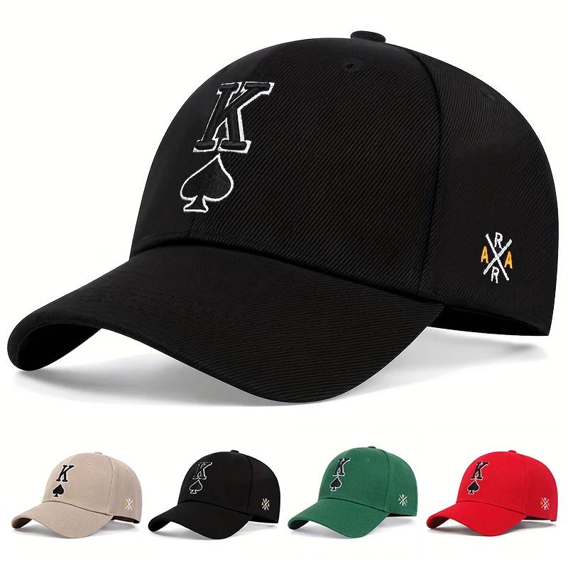 Unisex Pokerkarten K Buchstabe Stickerei Baseballkappen Frühling und Herbst Outdoor Verstellbare Lässige Hüte Sonnenschutzmütze Sport Golfkappe