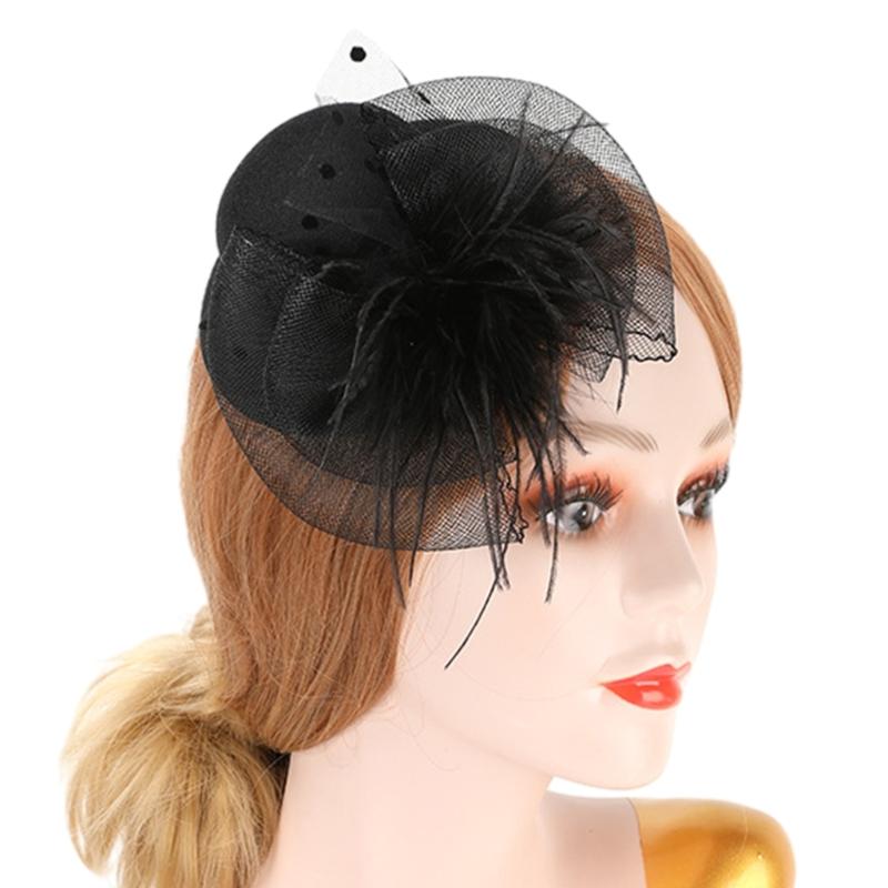 

Feather Top Hat Shape Hair Clip Girls Halloween Hair Hairpins Lovely Hair Clip чорний