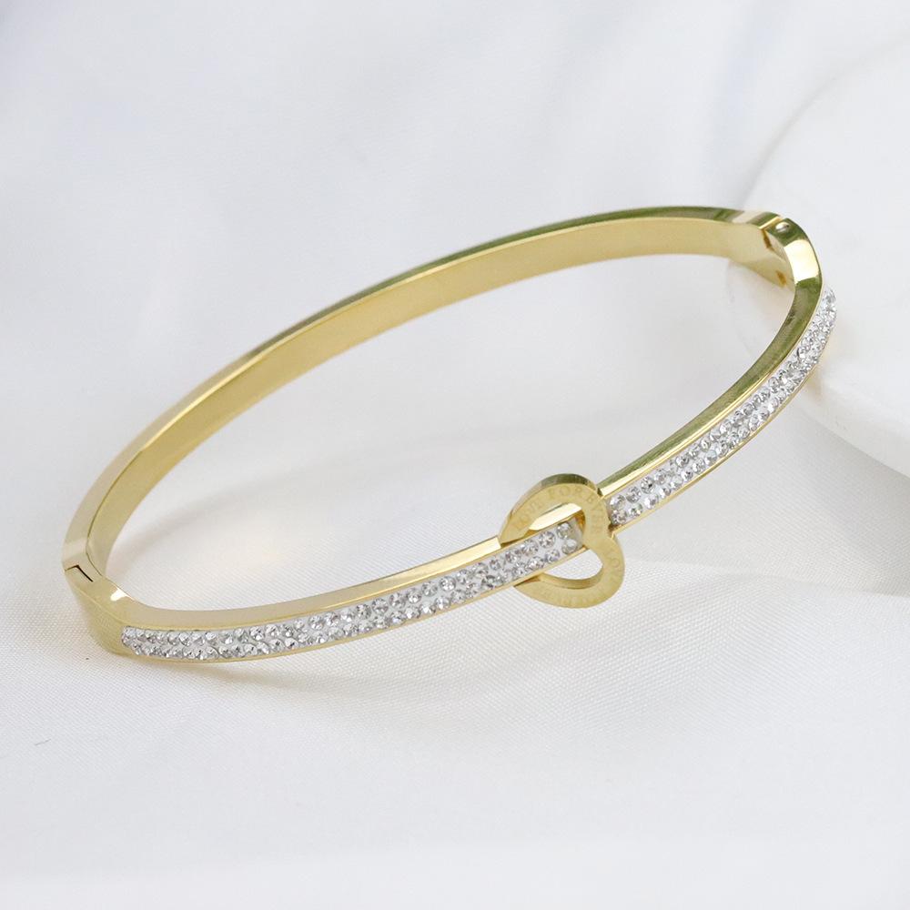 Zwei Reihen eingelegter Zirkonium-Liebes- und Valentinstagsgeschenke können als Armband mit offenem Ende gestaltet werden