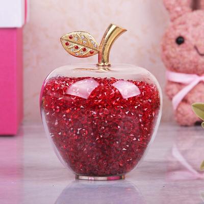 Cadeaux d'amour étonnants Pomme en verre creuse remplie de figurines en cristal strass de couleur Accessoires de décoration pour la maison