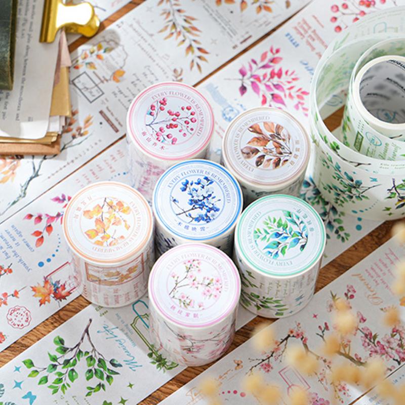 Herr. Papier, 200cm/Rolle, Washi Tape im Vintage-Zweig-und-Blatt-Design, Scrapbook-Album, Handyhülle, Tagebuch-Dekoration, Literarischer Sticker