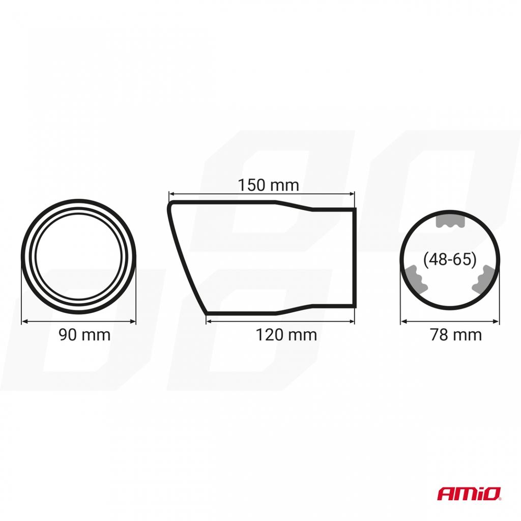 Exhaust Muffler Tip Stainless Steel Mt 007Blc Fired Amio-02198