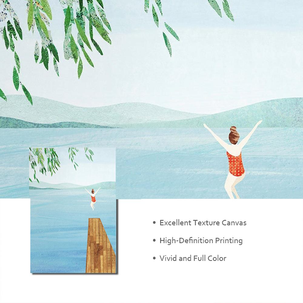 Kaltes Wasser Wildes Schwimmen Leinwand Malerei Drucke Landschaft Flüsse See Poster Tropical Beach Wand Kunst Bilder für Wohnzimmer Dekor