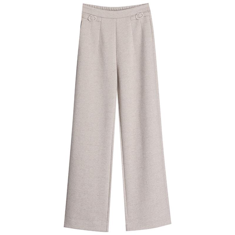 Women's Woolen High-Waisted Wide-Leg Pants: Winter 2025 Loose, Thick, Straight-Leg Casual Wear