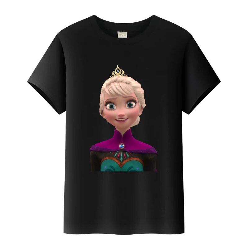 

Sweet Disney Frozen Elsa Anna Cartoon Tees Loose T-shirt Streetwear Blouses Children Tops O-Neck Tshirt Girls Clothes Gift 110