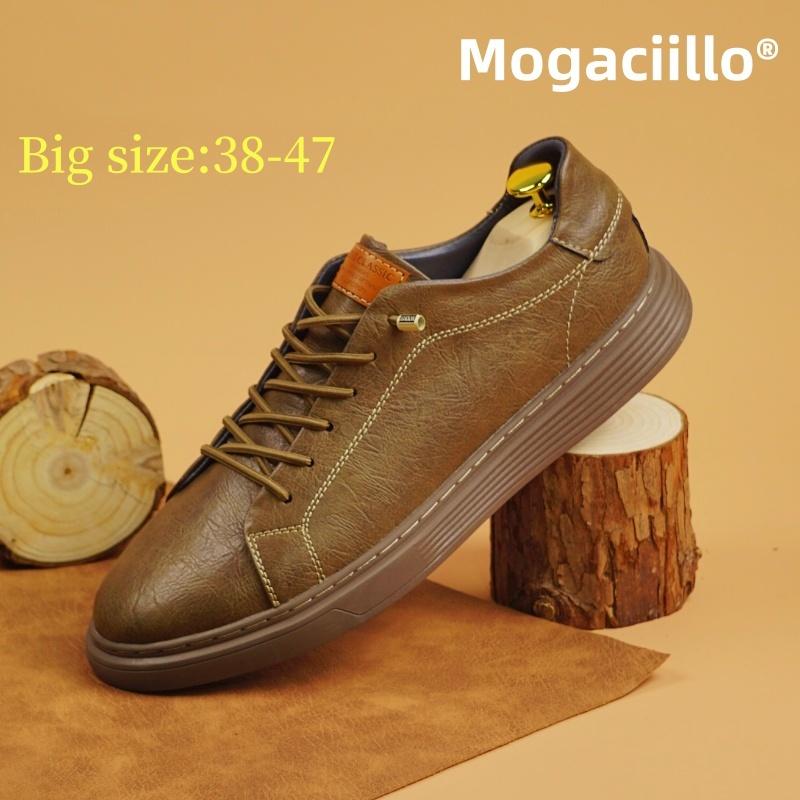 Men's Genuine Leather Casual Shoes White Lace Up Flats Shoes for Men Black Luxury Designer Sneakers Large Size: 36-47 Mo-43221