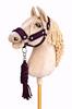 Hobby Horse Set: A3 Black Fur Halter + Rope Lead - Black and Plum