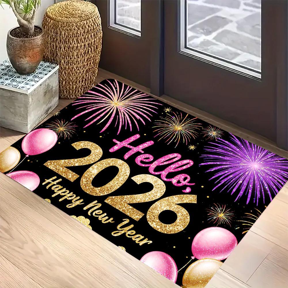 New Year Carpet Mat Rug Home Decoration Festive Fireworks Gift Pattern Entrance Door Mat Door Mat Entrance Welcome Mat