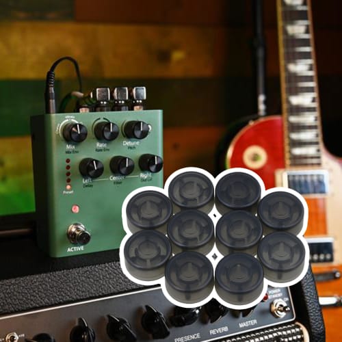 Bstinay 10pcs Effect Pedal Knob Caps, 2.44x1.2cm, Electric Guitar Foot Switch Caps, Plastic, Black
