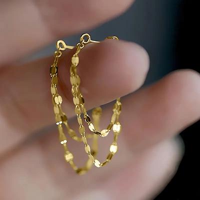 Huitan Şık Zincir Püsküllü Piercing Küpeler Kadın Moda İddialı Takılar Trend Metal Altın Rengi/ Renkli Aksesuarlar